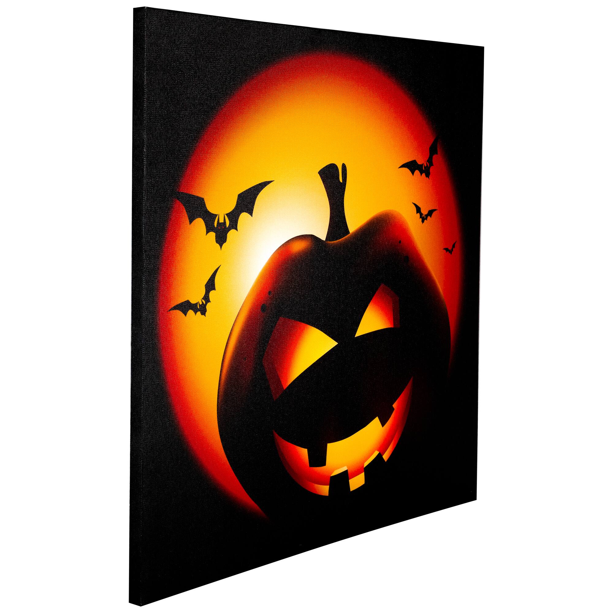 Bats & Jack-o-Lantern LED Canvas Wall Art